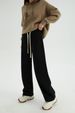 Women's High Waist Wide Leg Pants Winter Warm Faux Cashmere Cotton Straight Sweatpants Loose Slimming Bottoms Black Gray White_ecoleips.com