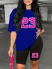 Summer Women's Casual Fashion Number 23 Print Loose T-shirt+shorts Two-piece Sportswear Suitable For Daily Wear-69_ecoleips.com