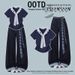 Ribbed Collar Tie-Waist T-Shirt & Plaid Patchwork Denim Jeans Set | Anime Cartoon Print | Casual Summer Outfit_ecoleips.com