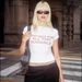 Summer Zipper Women's T-Shirt Color Block Letter Print Short Sleeve Crotch Exposing Top European American Style New 2025_ecoleips.com