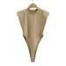 Women's European American Style Padded Shoulder Jumpsuit Solid Color Open Crotch Tight Fit T-Shirt Right Angle Summer Trend_ecoleips.com