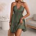 Elegant V-Neck Camisole Dress With Flutter Sleeves And Ruffle Hem, Flattering Slip Dress For Women, Summer Casual & Party Sleeveless Maxi Dress_ecoleips.com