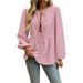 Diyun 2024 Auumn/Winer Foreign Trade European And American Women's Casual Loose Sriped Lanern Sleeve Tie_ecoleips.com