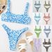 Women's Clothing Sexy Fashion Multi Color High Waist Printed Split Bikini Swimsuit Women's Swimsuit Bikini_ecoleips.com