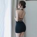 Summer New Women Sexy Dress Deep V-Neck Slim Hot Backless Mini Dress Female Bandage Halter Patchwork Mini Vestidos_ecoleips.com