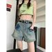 Denim Shorts Women's Summer New High-waisted And Thin Loose A-word Straight Wide-leg Pants_ecoleips.com