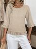 Summer Women's Short Sleeve Round Neck Solid Color Shirt Loose Fit European American Style Thin Top For Independent Website_ecoleips.com