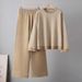 Women's Korean Style Two Piece Set Autumn Winter Striped Top And Wide Leg Pants Casual Cross Border Fashion_ecoleips.com