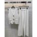 Women's Clothing Contrast Color Large Gold Button Knitted Cardigan Women's Summer Loose Wide Leg Pants Fashionable Two Piece Suit Trendy_ecoleips.com