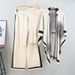 Women's Clothing new slim and fashionable long sleeved sweater + shawl + casual wide leg pants three piece suit_ecoleips.com