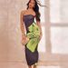 Women's Clothing Holiday Style Tube Top Off Shoulder Slim Dress Fashion Print Slit Hip Skirt_ecoleips.com