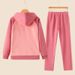 Women's Cotton Hooded Cardigan Set - Soft Casual Lounge Wear, Trendy Solid Color Pullover & Pants Outfit For Spring & Autumn_ecoleips.com