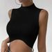 2025 Spring New Style Semi-High Collar Hem Curved Crop Top Sexy Slim Fit For Women_ecoleips.com