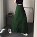 K Mid-length Pleated Skirt For Women, Ankle-length, A-line, High-waisted, Slenderizing, Made Of Chiff_ecoleips.com