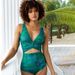 Women's High Waist Bikini Set - Green Double-Sided Printed Swimwear With Adjustable Ties_ecoleips.com