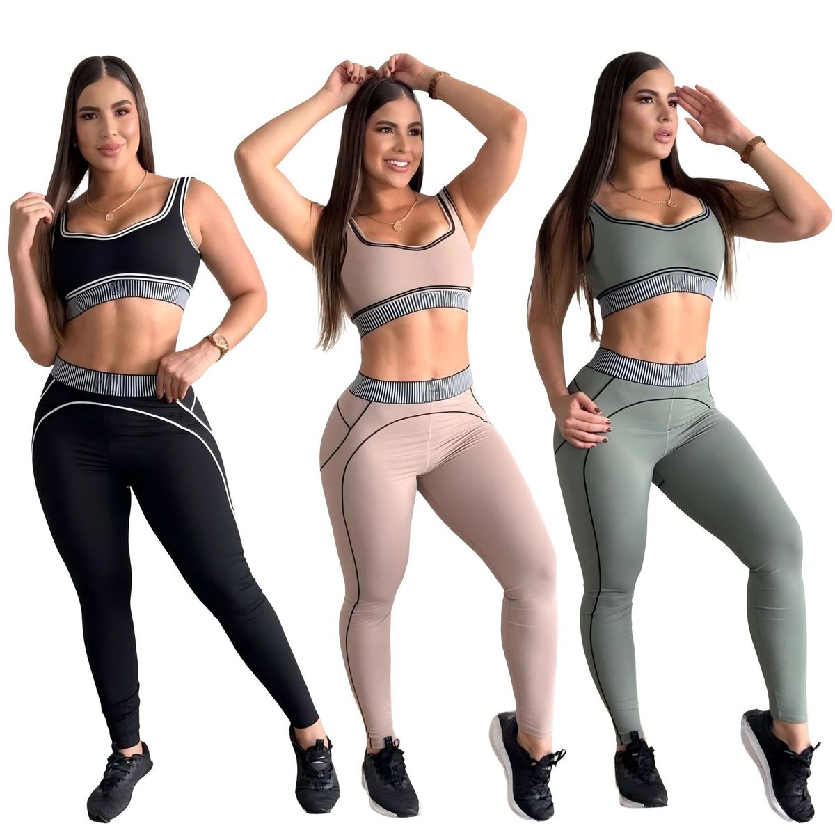 European And American Style Women's Sportswear Set Q6325 High Waisted Hip Lifting Yoga Wear Slimming Fitness Two Piece Set_ecoleips.com