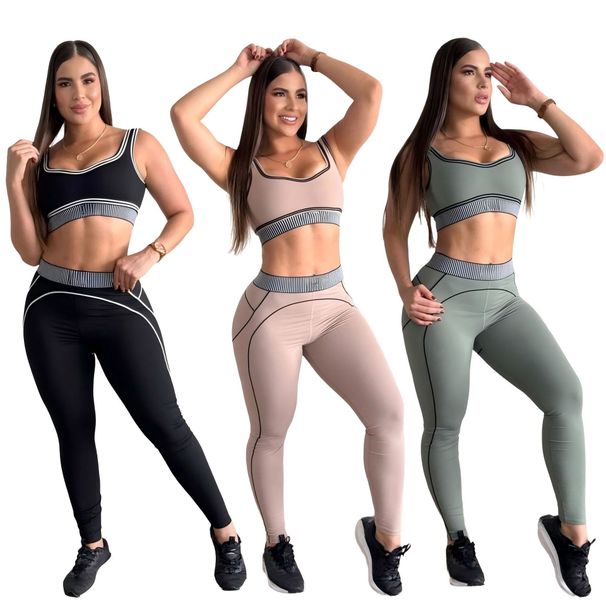 European And American Style Women's Sportswear Set Q6325 High Waisted Hip Lifting Yoga Wear Slimming Fitness Two Piece Set_ecoleips.com
