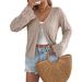 Real Shot Of Spring/summer European And American Solid Color Hollow-out Lace-up Bell-sleeve Knit Cardigan For Vacation._ecoleips.com