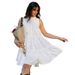 A-Line White Loose Sleeveless Dress With Subtle Waistband For Spring/Summer, Perfect For Daily Wear_ecoleips.com