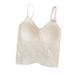 French Style Light Lace Camisole With Built-in Bra Pads V-neck Underwear Summer Pure Desire Versatile White Inner_ecoleips.com