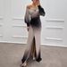 Women's Clothing Style Contrast Color Rendering Dress Autumn Women's High End Slim Waist Long Sleeve Dress Women_ecoleips.com
