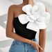 Women's Clothing Sleeveless 3D Three Large Flower Slim Vest_ecoleips.com