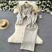 Lazy Luxe Knit Set – Oversized Cable Sweater & Slip Dress Duo In V-Neck & Relaxed Fit (3 Neutral Shades)_ecoleips.com