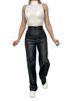 Aria Basics Cross-border Women's Clothing European And American Leather High-waisted Straight Stylish Wide-leg Pants For_ecoleips.com
