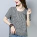 Mom Plaid T-Shirt Women's Summer Short-Sleeve 2026 Korean Style Loose Plus-Size Cotton Base Shirt_ecoleips.com