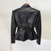K New Women's Fashion Belt Slim Fit Leather Jacket Jacket_ecoleips.com