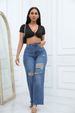 Women's Clothing New Elastic Hole Loose Bell Bottom Pants_ecoleips.com