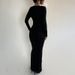 Fashion Women Deep V Neck Long Sleeve Dress Sexy Elegant Slimming Bodycon High Split Long Maxi Dress For Party Night Out_ecoleips.com