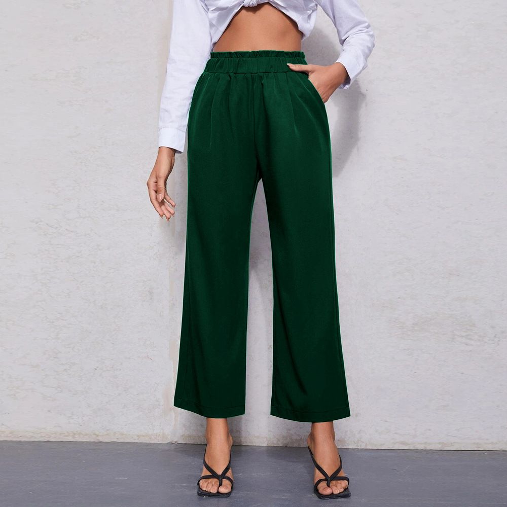 Voya 2026 Summer New Arrival: And Instagram Best-Selling Women's Simple Waist-Cinching Straight-Leg Nine-Tenths Versatile Casual Pants_ecoleips.com