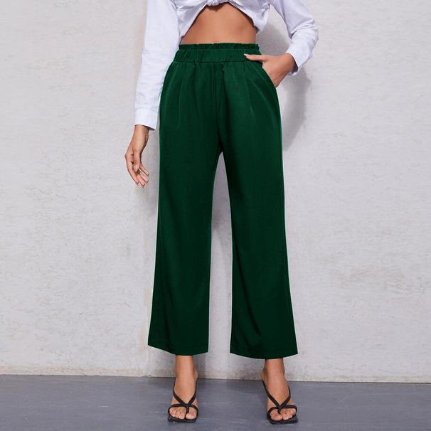Voya 2026 Summer New Arrival: And Instagram Best-Selling Women's Simple Waist-Cinching Straight-Leg Nine-Tenths Versatile Casual Pants_ecoleips.com