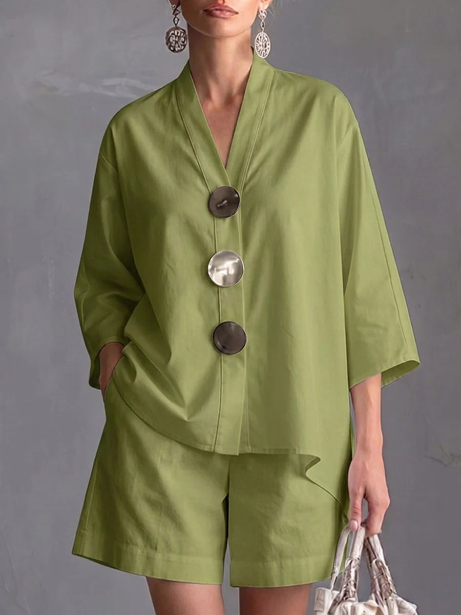 Women's Summer Wide Leg Pants Set Cotton Linen Solid Color European And American Style Independent Website Fashion Two Piece Set_ecoleips.com