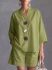 Women's Summer Wide Leg Pants Set Cotton Linen Solid Color European And American Style Independent Website Fashion Two Piece Set_ecoleips.com