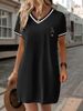 Women's Clothing Women's V Neck Casual Dress Letter Print Versatile Autumn/Winter Solid Color For Formal & Casual For Women_ecoleips.com