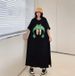 Summer New Korean Style Cute Print Midi Short Sleeve Dress Loose Versatile Ins Style Dress Polyester Fiber Straight Cut Dress_ecoleips.com