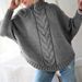 Women's Batwing Sleeve Knitted Sweater - Soft Cotton Blend High Neck Pullover, Loose Fit Casual Elegant Tops For Fall Winter (Multiple Colors & Sizes)_ecoleips.com