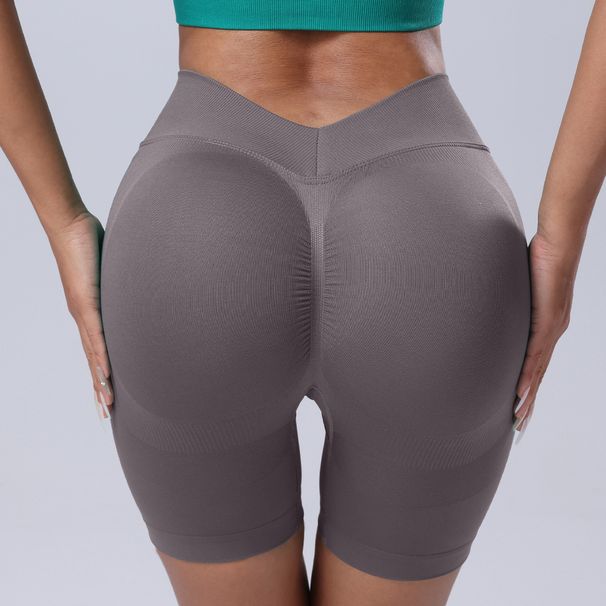 Seamless V Back Fitness Shorts Women's Quick Drying Peach Shaped Butt Lifting Tight Fitting Summer Cycling Yoga Style_ecoleips.com