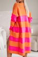 Women's Clothing Cardigan Loose Contrast Color Long Cardigan Knitted Sweater Cross Border Sweater_ecoleips.com
