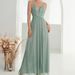 Women's Elegant long skirt with deep V bra design and mesh slits_ecoleips.com