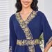 MT302 Muslim Abaya Women's Long Dress Dubai Robe New Beaded Gown With Waist Tie_ecoleips.com