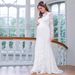 Maternity Wedding Dress European American Style Lace Long Sleeves V Back Puffy Skirt Maternity Dress_ecoleips.com