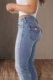 K New Double Button Mid Waist Straight Leg Jeans For Women With Slim Fit And Elegant Long Pants_ecoleips.com