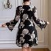 Elegant Plus-Size Evening Dress V-Neck Long Sleeve Floral Embroidered Gown, Sexy High-Waist Formal Dress For Parties & Special Occasions_ecoleips.com