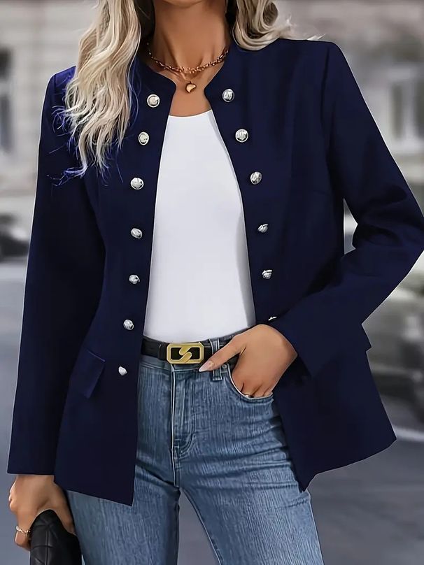 Winter Fashion Women's Double Breasted Cardigan Coat Solid Color Stand Collar Wish Bestseller Outerwear_ecoleips.com