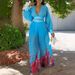 Women's Clothing Spring New Fashion Temperament Chiffon V Neck Pleated Top Printed Wide Leg Pants_ecoleips.com