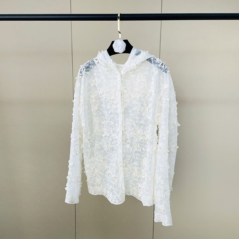 Breathable Lace Bralette & Hooded Cover-Up Set, Unisex Lightweight Mesh Layering Piece For Spring Summer Sun Protection_ecoleips.com