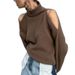 Autumn And Winter Design Sense Off-The-Shoulder High-Neck Long-Sleeved Sweater, Fashionable And Laid-Back Style, Loose A_ecoleips.com